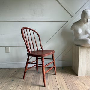 Antique Windsor Chair – Painted Spindle Back Wood Chair, Vintage Accent Piece