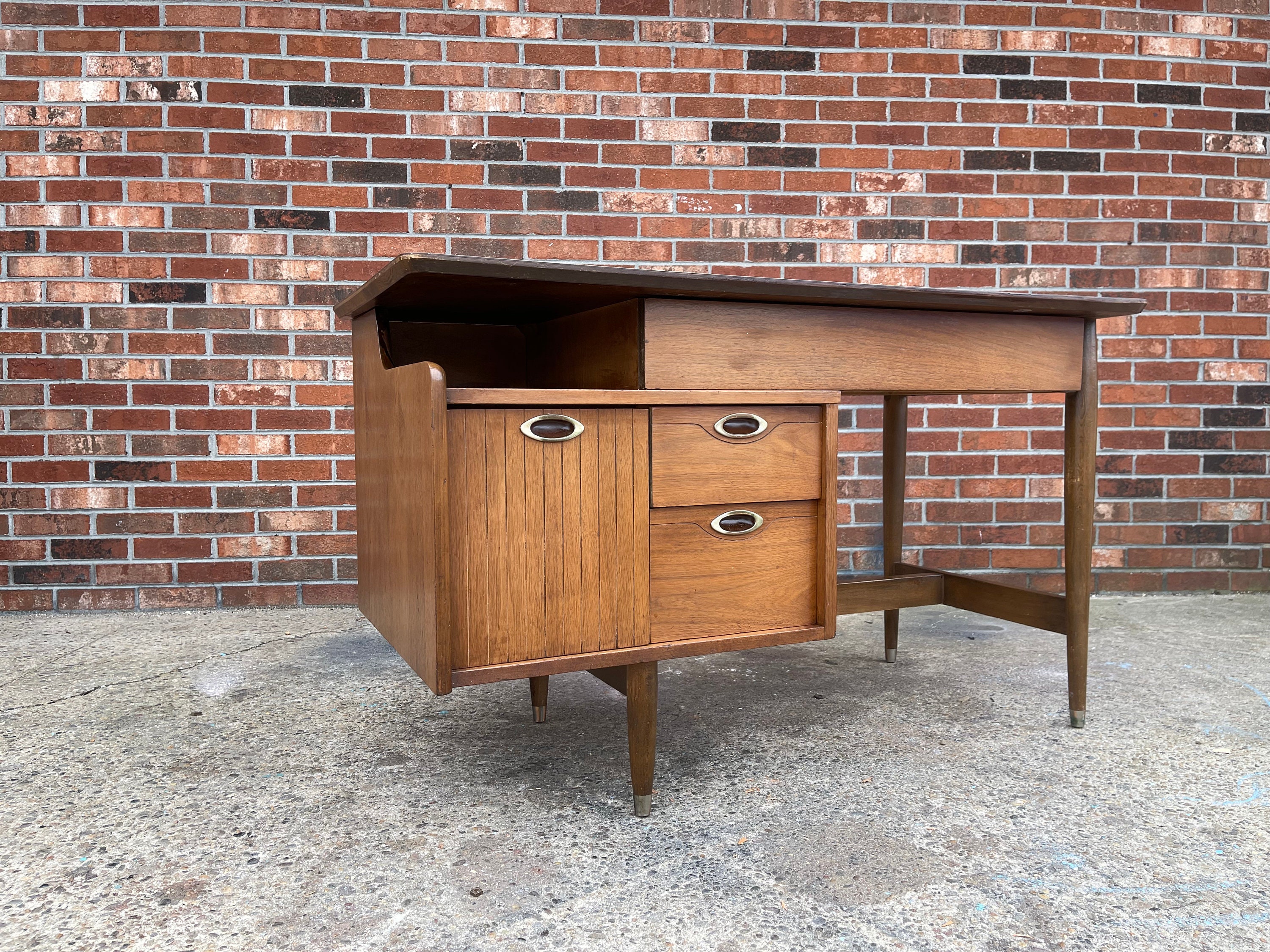 1960s Mainline for Hooker Furniture Floating Walnut Wood Executive