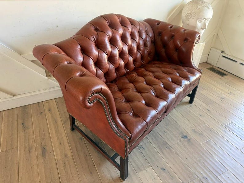 Vintage Chesterfield Leather Sofa | Tufted Brown Mid Century Lounge ...