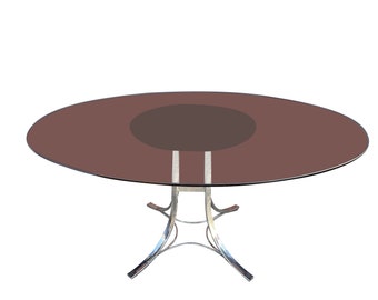 Mid Century Modern Chrome and Smoke Glass Dining table