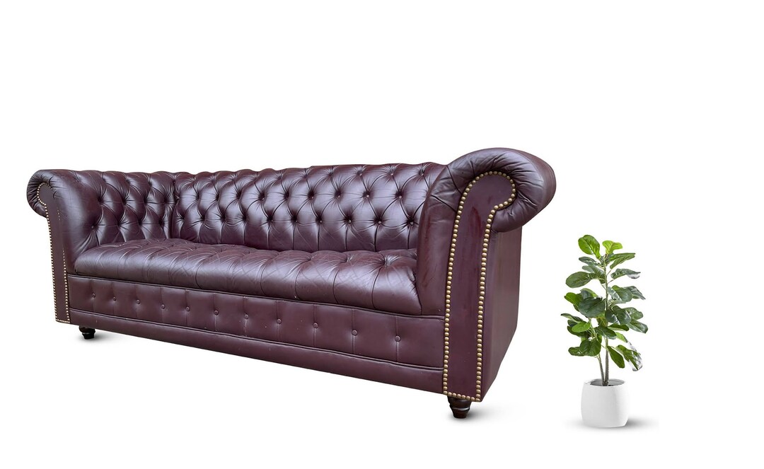 Vintage English Leather Chesterfield Sofa Loveseat Etsy