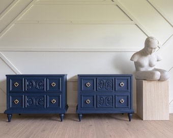 MCM Brutalist Nightstands: Custom Color Painted End Tables