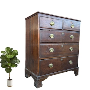 Antique 18th century English Burl Walnut Chest of Drawers, Pine Interior
