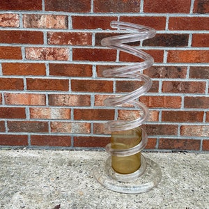 Dorothy Thorpe Clear Lucite Coil Umbrella Stand,Stunning Mid Century Mod Lucite Spiral Coil Umbrella/Cane Stand or Floral Display