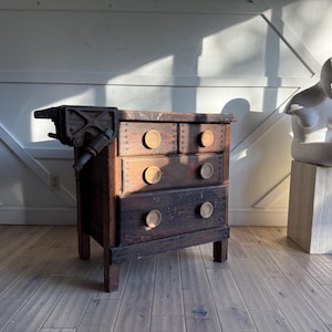 Vintage French Workbench – Cabinet Maker’s Table with Drawers & Vise, Imported French Workbench