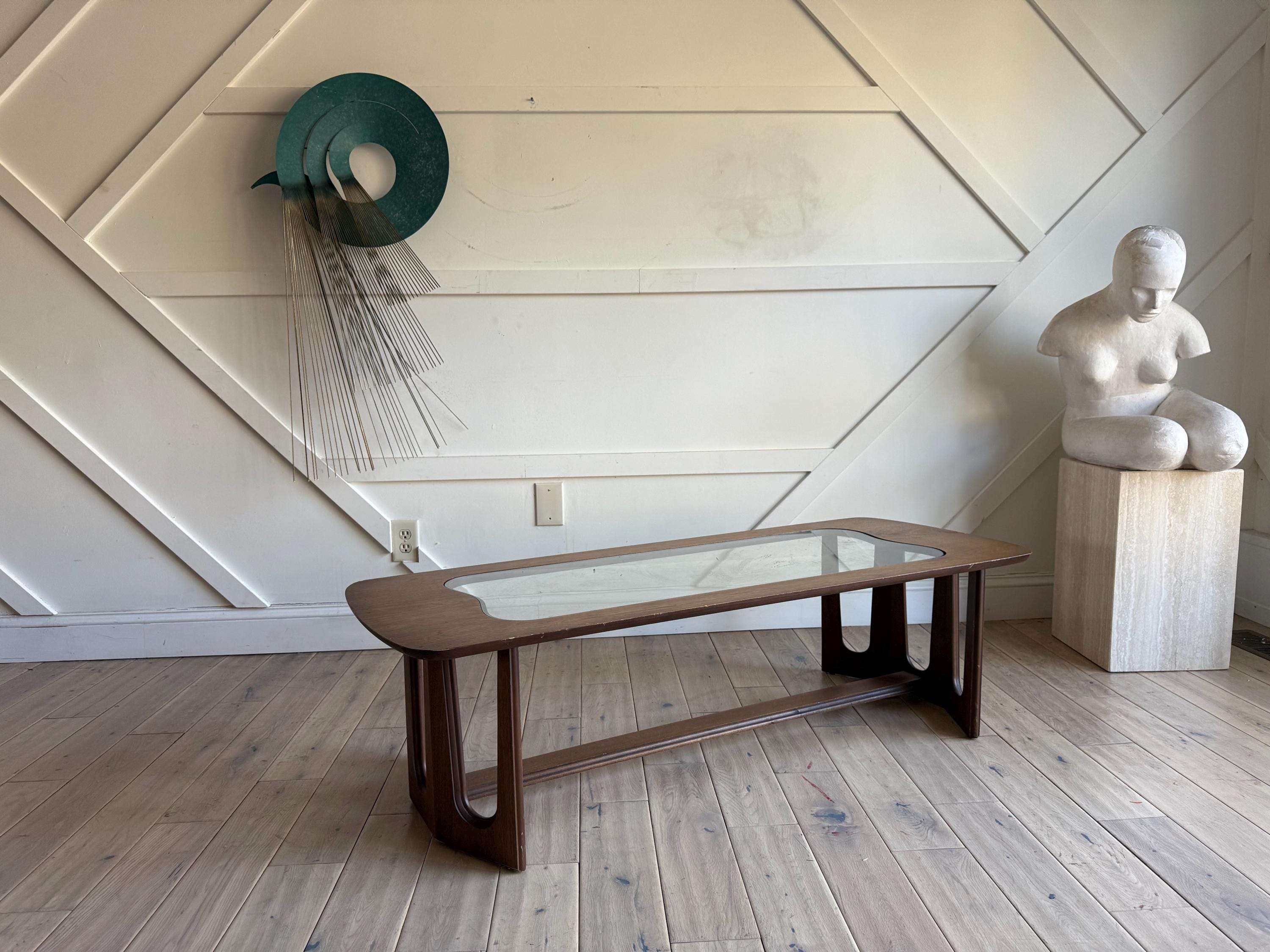 Refinished Bassett Mid Century Modern Walnut Coffee Table | Sculptural Adrian Pearsall Style | Vintage MCM Organic Design