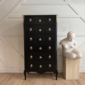 black dresser marble top column dress Ideal for a bedroom Roisin Tie Neck Maxi Drawer Size:7
