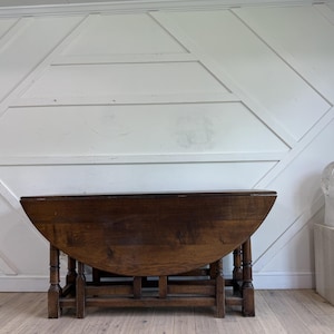 Large French Oak Gateleg Dining Table | Antique Drop Leaf Table | French Country Dining Table | Console Table