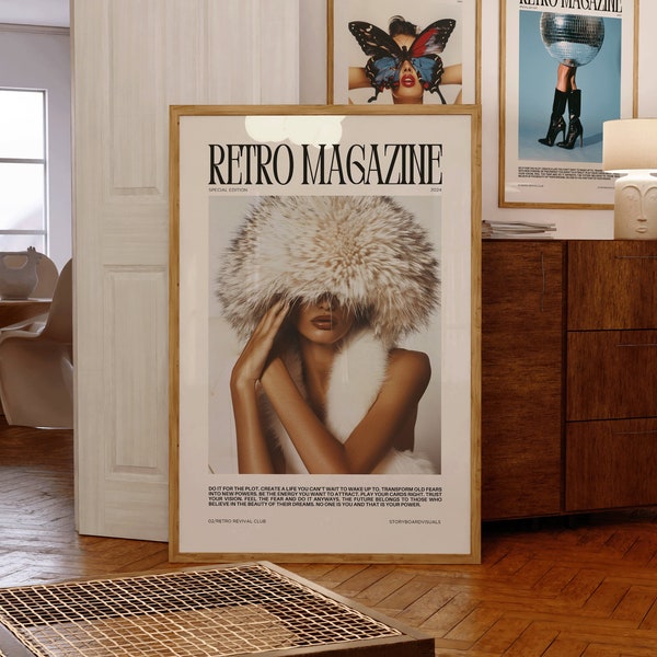 RETRO MAGAZINE Poster zum ausdrucken, Ästhetisches Poster, Magazin Poster, Trendige Retro Wandkunst, Mode Poster Druck, Mode Wandkunst, Zitate