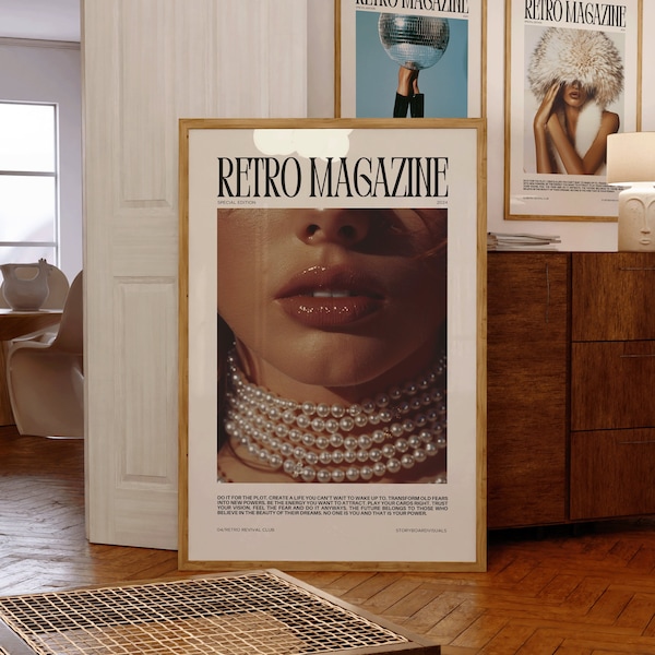 RETRO MAGAZINE Poster Printable, Aesthetic Poster, Magazine Poster, Trendy Retro Wall Art, Fashion Poster Print, Fashion Wall Art, Quotes