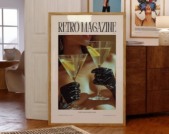 RETRO MAGAZINE poster afdrukbaar, esthetische poster, tijdschriftposter, trendy retro muurkunst, mode posterprint, mode kunst aan de muur, barwagen