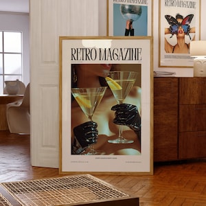 RETRO MAGAZINE Poster Printable, Aesthetic Poster, Magazine Poster, Trendy Retro Wall Art, Fashion Poster Print, Fashion Wall Art, Bar Cart