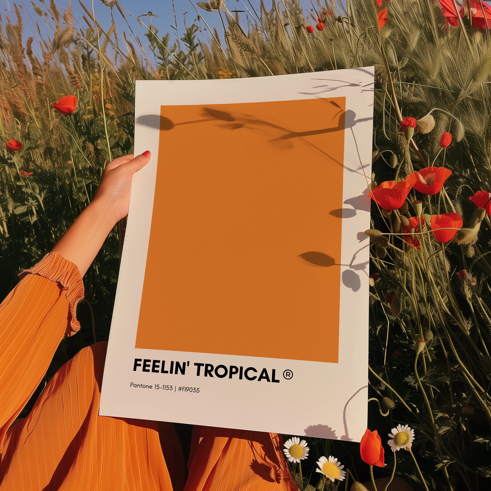 Feelin' Tropical Orange Pantone Print, Color Swatch Wall Art