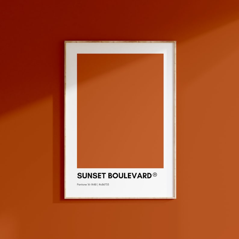 Sunset Boulevard Orange Pantone, ORANGE Pantone Print Poster, Orange ...
