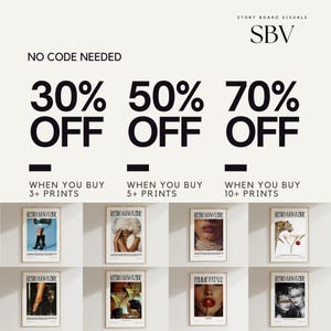 May include: A promotional image with the text "NO CODE NEEDED" and "30% OFF, 50% OFF, 70% OFF" on a light background. Below are various "Retro Magazine" art prints, showcasing diverse retro-themed imagery. The SBV logo is in the top right.