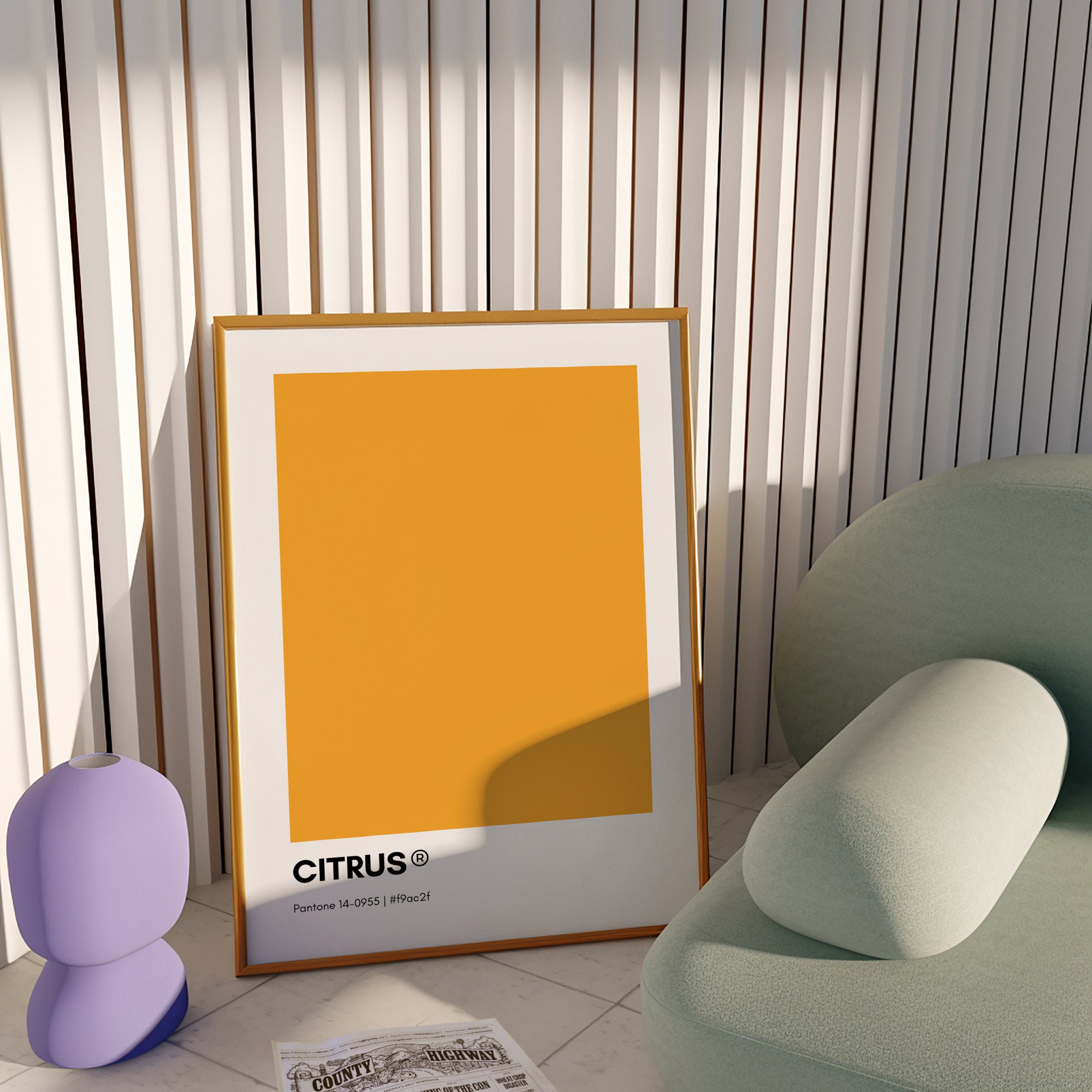 Citrus Orange Pantone Poster, Color Swatch Print (digital Download