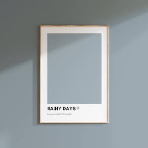 Rainy Days Pantone, BLUE Pantone Print Poster, Fall Pantone Wall Art Printable, Pantone Colors, Home Decor, Pantone print, Color Swatch