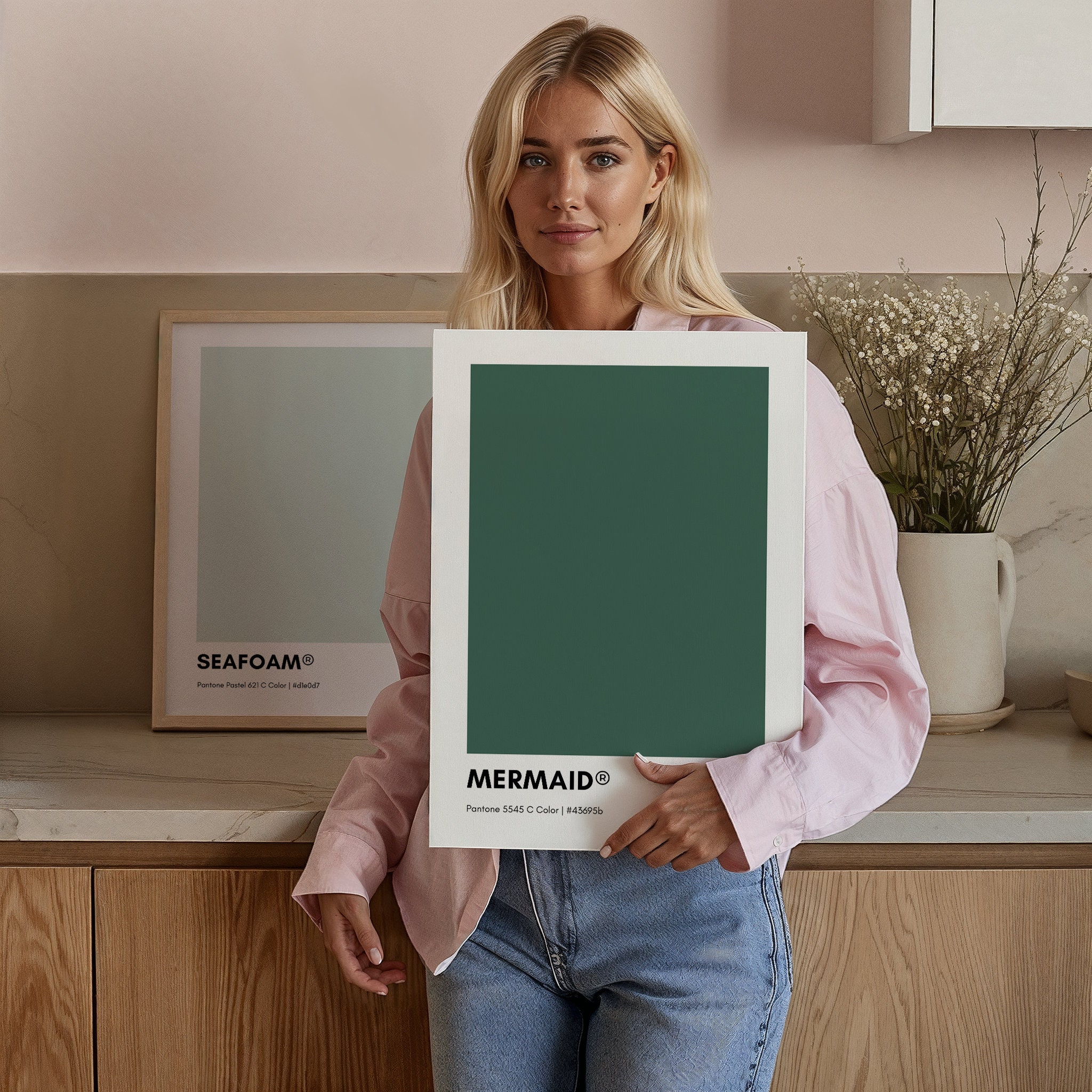 Mermaid Green Pantone, GREEN Pantone Print Poster, Green Pantone Wall ...