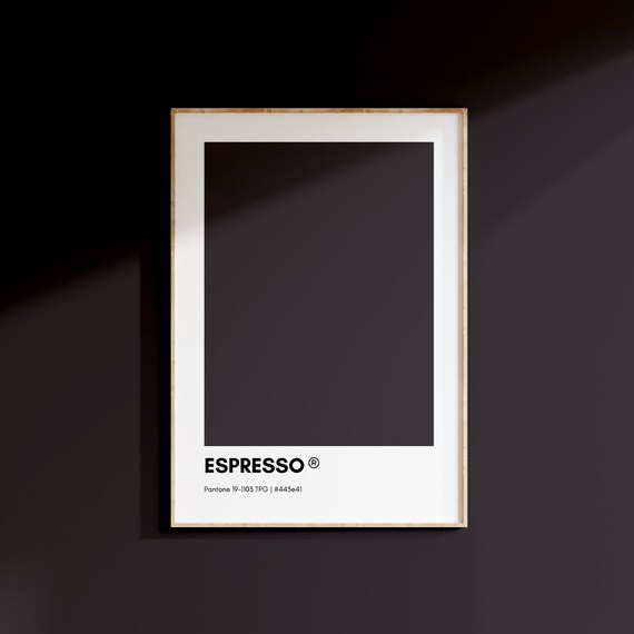 Espresso Pantone, COFFEE Pantone Print Poster, Black Pantone Wall