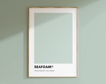 Seafoam Green Pantone, GREEN Pantone Print Poster, Green Pantone Wall Art Printable, Pantone Colors, Home Decor, Pantone print, Color Swatch