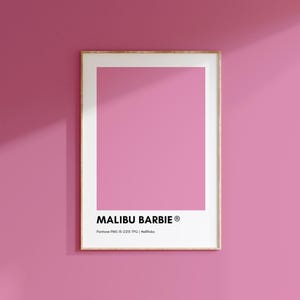 Póster con impresión de BARBIE MALIBU, póster con impresión de Pantone ROSA, arte de pared rosa imprimible, colores Pantone, decoración del hogar, impresión Pantone, muestra de color