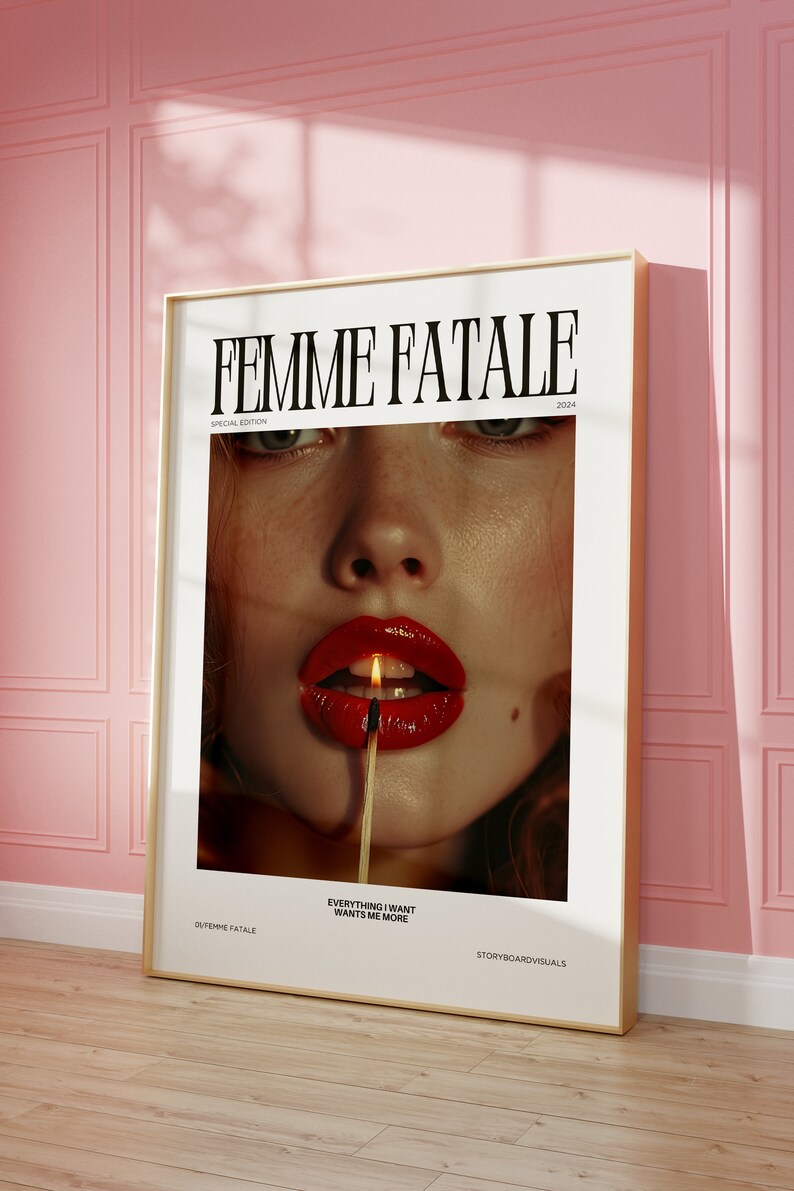 FEMME FATALE Poster Printable, Aesthetic Poster, Magazine Poster, Trendy Retro Wall Art, Fashion Poster Print, Fashion Wall Art, Retro Print image 8