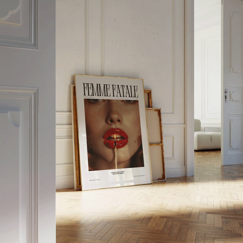 FEMME FATALE Poster Printable, Aesthetic Poster, Magazine Poster, Trendy Retro Wall Art, Fashion Poster Print, Fashion Wall Art, Retro Print image 3