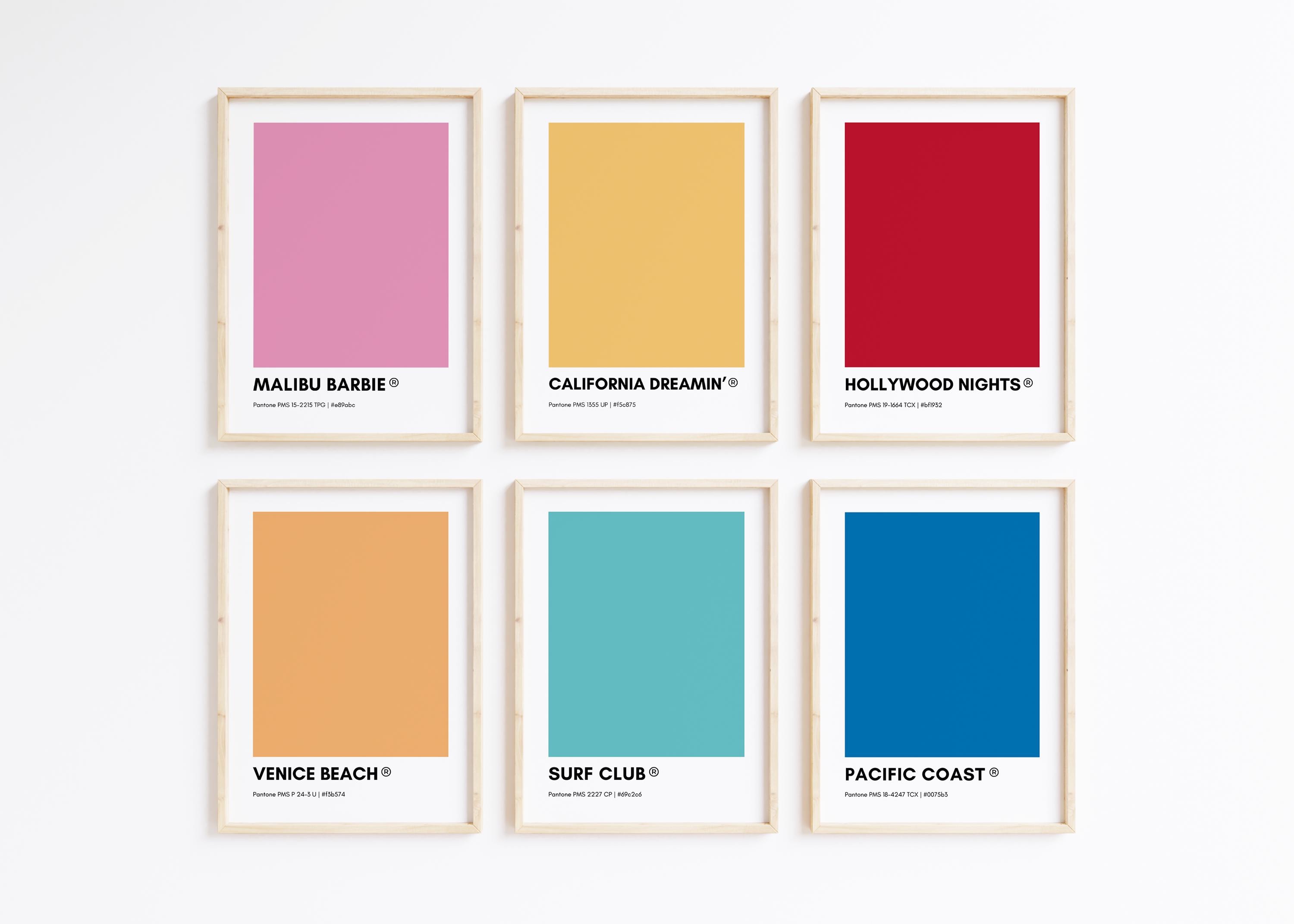 Pantone CALIFORNIA Collection Wall Art Printable Bundle, Set of 6