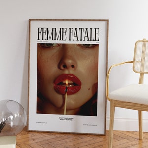FEMME FATALE Poster Printable, Aesthetic Poster, Magazine Poster, Trendy Retro Wall Art, Fashion Poster Print, Fashion Wall Art, Retro Print image 2