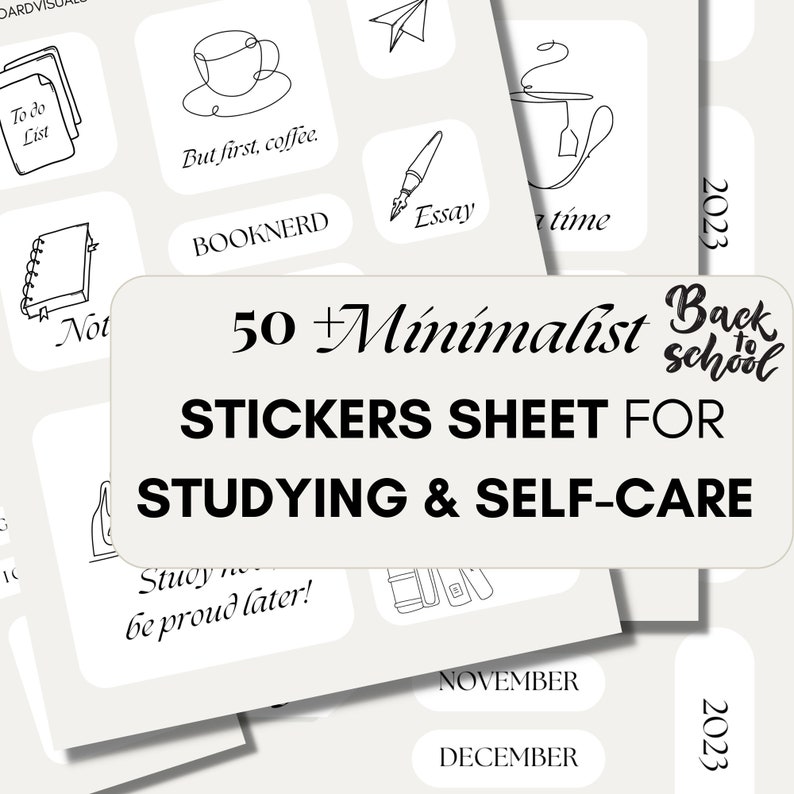 50 Minimalist Printable Stickers Student Planner Stickers - Etsy