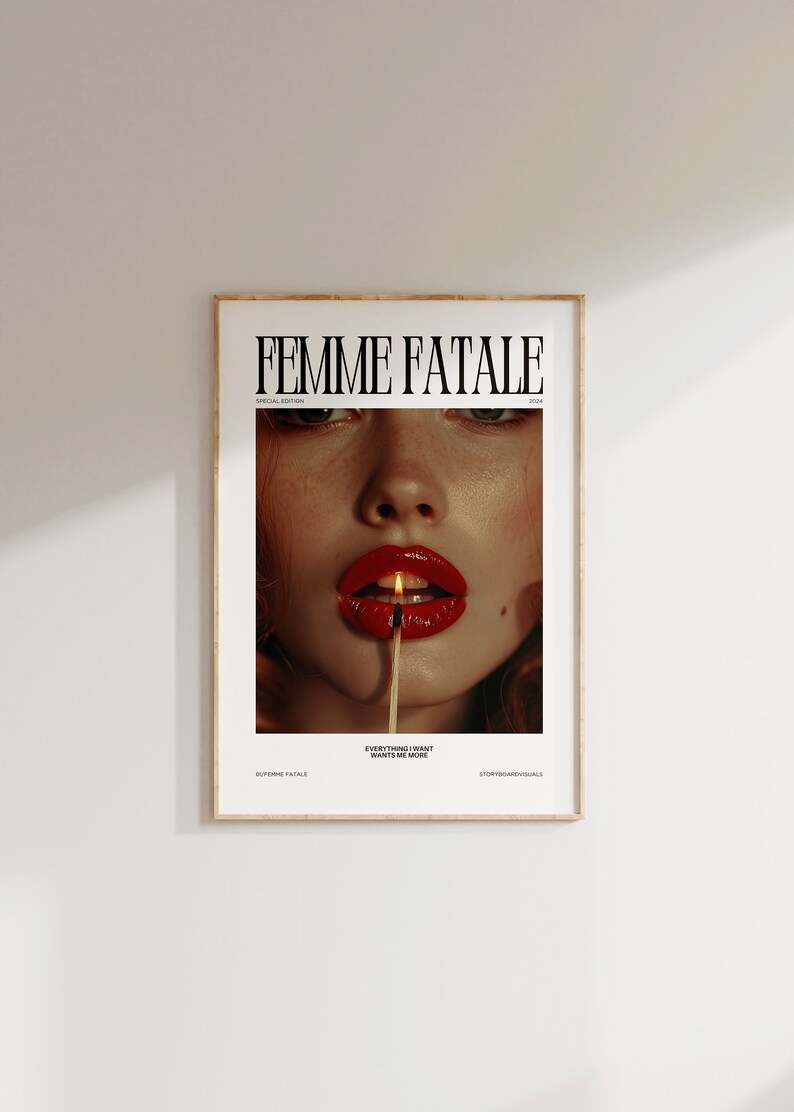 FEMME FATALE Poster Printable, Aesthetic Poster, Magazine Poster, Trendy Retro Wall Art, Fashion Poster Print, Fashion Wall Art, Retro Print image 4
