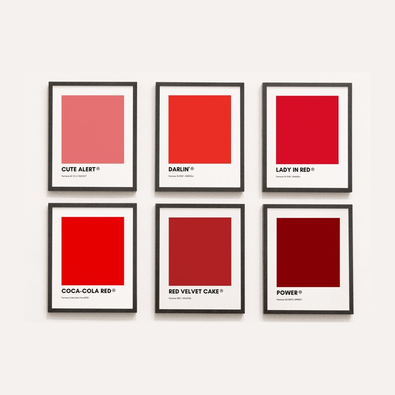 Pantone RED Wall Art Printable Bundle Set of 6 Prints Red Etsy