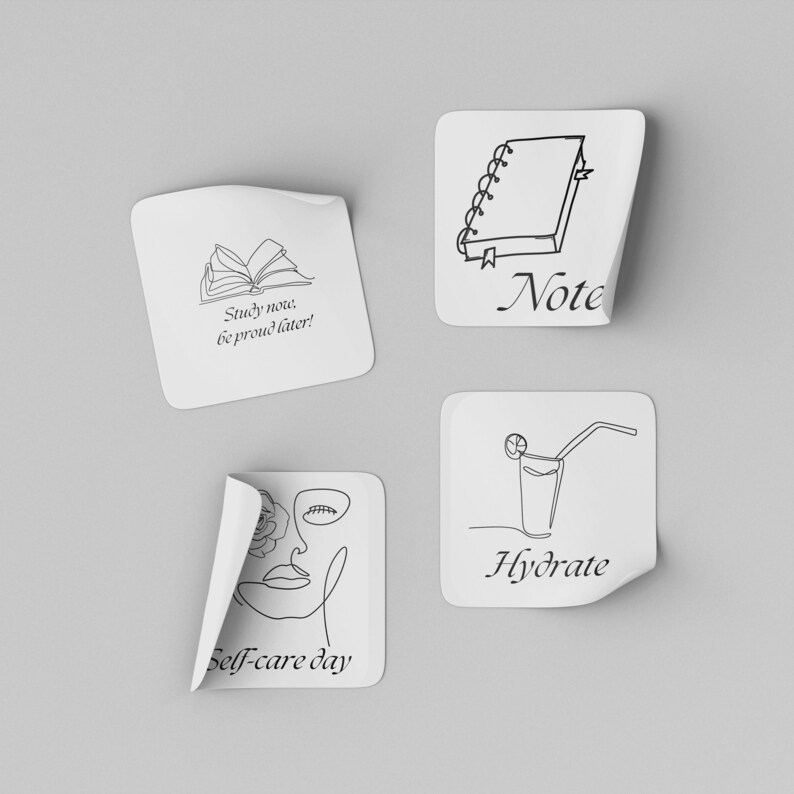 50 Minimalist Printable Stickers Student Planner Stickers - Etsy