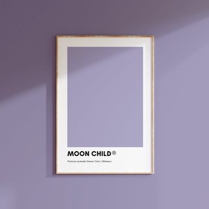 Póster con estampado Pantone morado de Moon Child, póster con estampado Pantone morado, arte de pared imprimible Pantone morado, colores Pantone, estampado Pantone, muestra de color, violeta