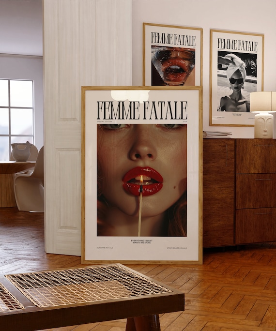 FEMME FATALE Poster Printable, Aesthetic Poster, Magazine Poster, Trendy Retro Wall Art, Fashion Poster Print, Fashion Wall Art, Retro Print