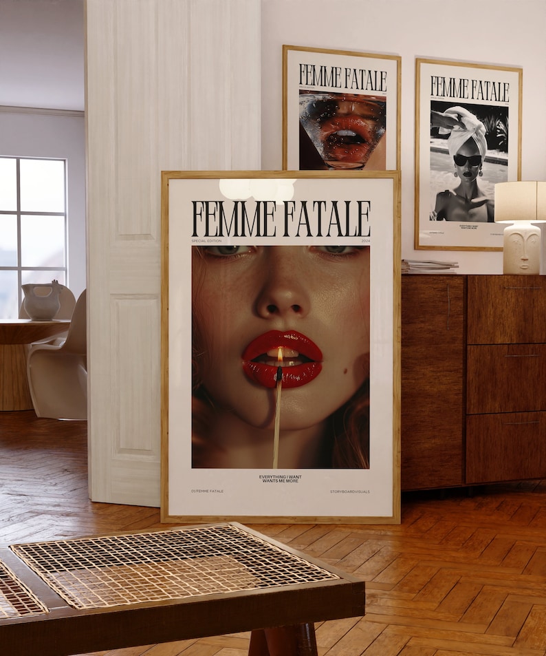FEMME FATALE Poster Printable, Aesthetic Poster, Magazine Poster, Trendy Retro Wall Art, Fashion Poster Print, Fashion Wall Art, Retro Print image 1