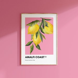 Pôster Pantone da Costa Amalfitana, Pôster Pantone PINK, Arte de parede Pantone para impressão, Cores Pantone, Impressões da Itália, Impressões de viagem, Verão