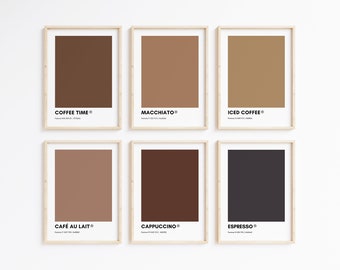 Pantone COFFEE Collection Wall Art Printable Bundle | Set of 6 Prints Coffee | Pantone Colors | Home Decor | Pantone print set | Coffee Art