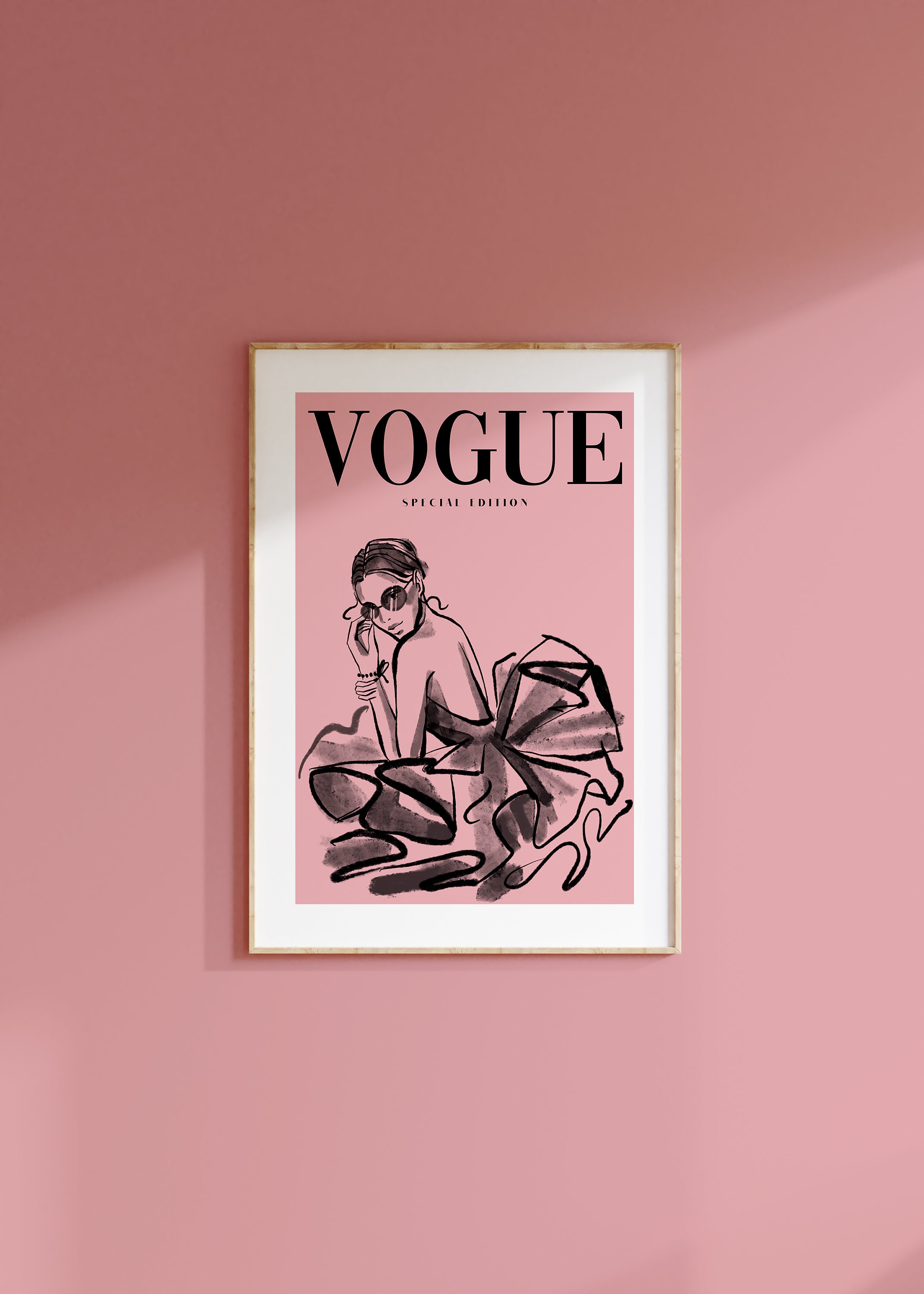 Vogue Pink Vogue Poster Printable Aesthetic Poster Vogue Etsy