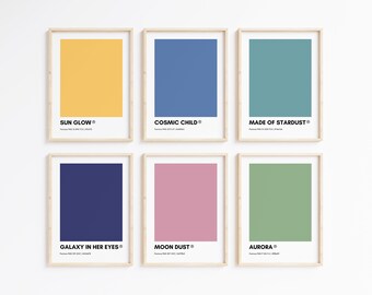 Pantone COSMIC SPACE Collection Wall Art Printable Bundle, Set of 6 Prints, Pantone Colors, Home Decor, Pantone print set, Space Wall Art
