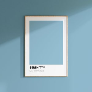 Serenity BLUE Pantone Print Poster, Arte de pared azul imprimible, Colores Pantone, Decoración del hogar, Impresión Pantone, Serenity Motivational, Muestra de color