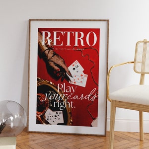 Poster stampabile RETRO MAGAZINE, poster estetico, poster di rivista, arte murale retrò alla moda, stampa di poster di moda, gioca bene le tue carte