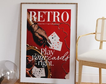 RETRO MAGAZINE Poster Printable, Aesthetic Poster, Magazine Poster, Trendy Retro Wall Art, Fashion Poster Print, Play Your Cards Right