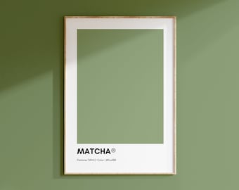 Matcha Green Pantone, GREEN Pantone Print Poster, Green Pantone Wall Art Printable, Pantone Colors, Home Decor, Pantone print, Color Swatch