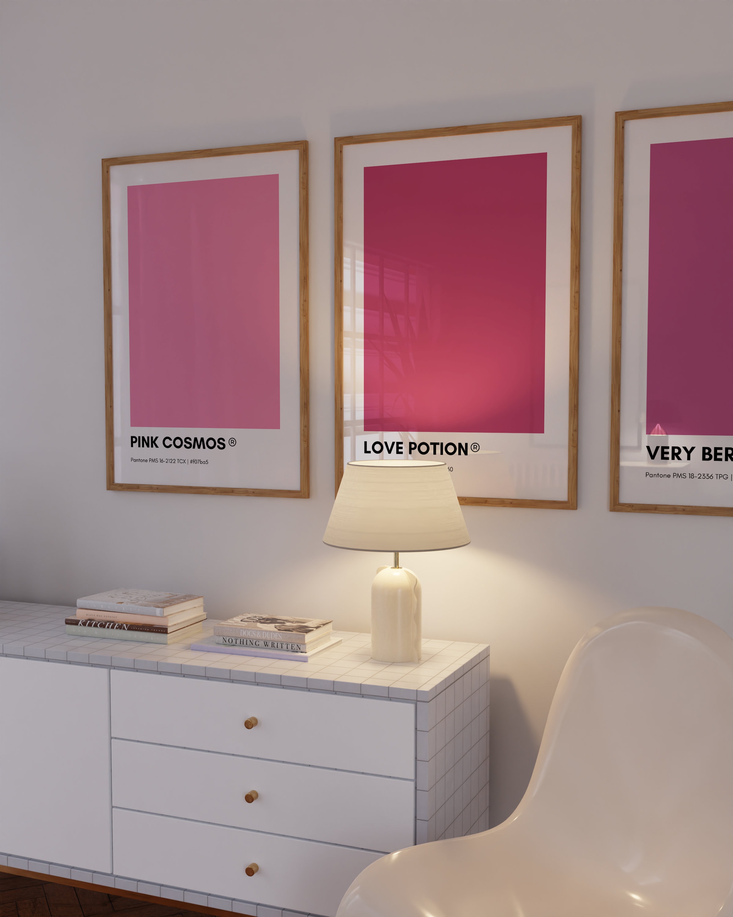 パントンピンクコレクションウォールアートプリントバンドル、ピンク