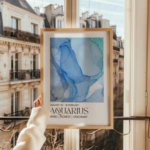 AQUARIUS Print Poster, Aquarius Wall Art Print, Aquarius Gift, Aquarius Zodiac Decor Art Print,Astrology Wall Art, Aquarius Room Decor Print