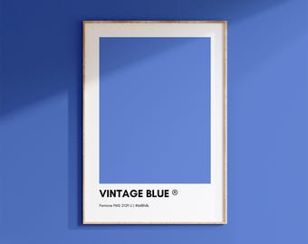 VINTAGE BLUE Pantone, Blue Pantone Print Poster, Vintage Retro Wall Art Printable, Pantone Print, Home Decor, Color Swatch, Blue Decor Home