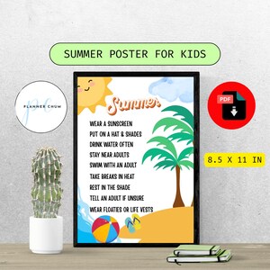 Summer Rules Poster, Popular Now, Sun Safety Rules Poster, Popular Printables, Safety Sign, Summer Rules Printable, Summer Checklist