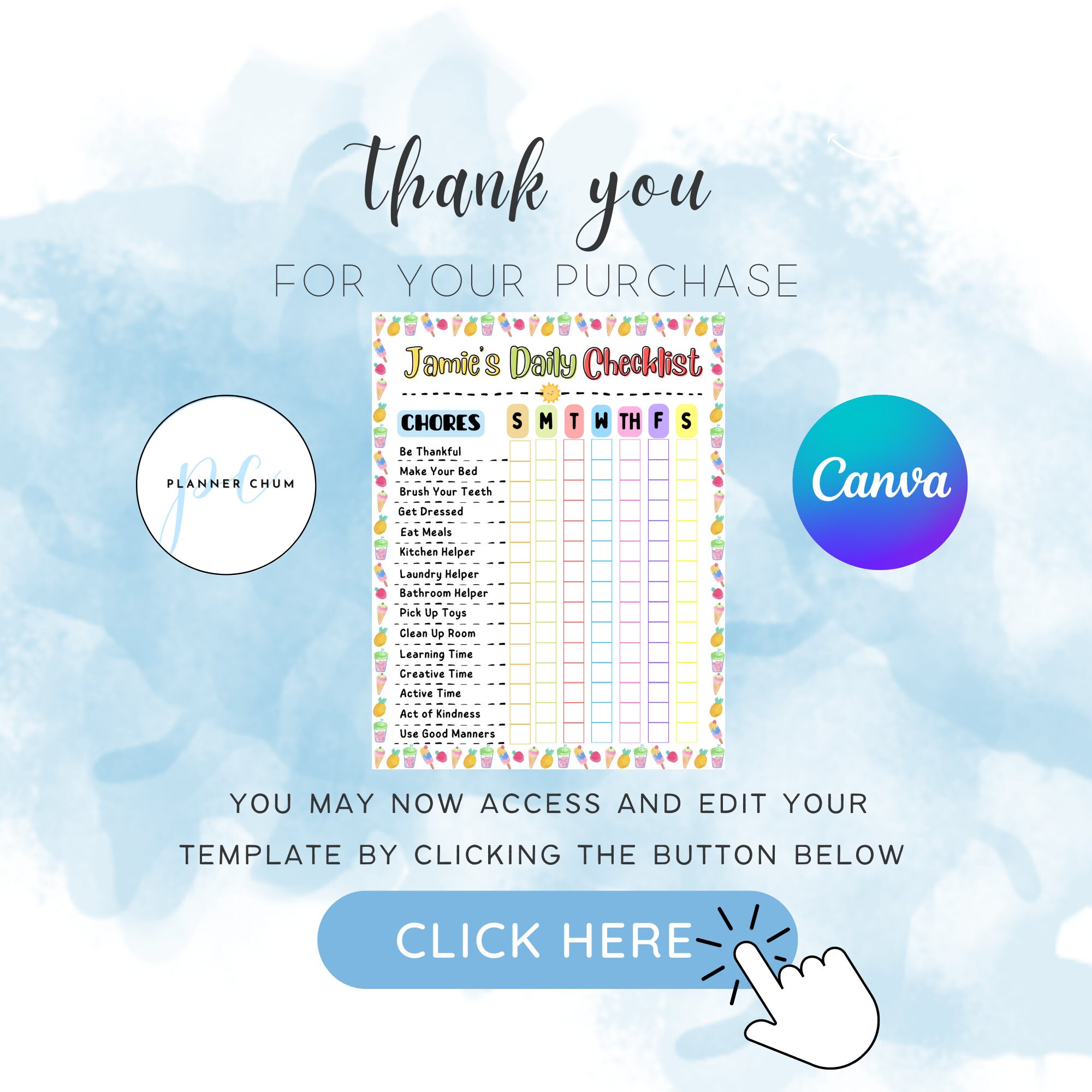Checklist Template, Daily Checklist, to Do List Printable, Chore Chart ...