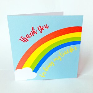 Danke Lehrer Regenbogen Karte | Individuelle Karte | Karte zur Wertschätzung für einen Lehrer | SNA danke
